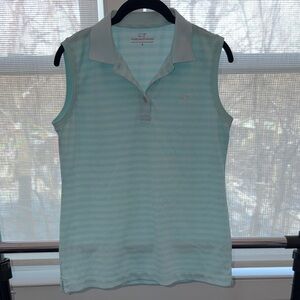 Vineyard Vines Aqua Striped Sleeveless Polo